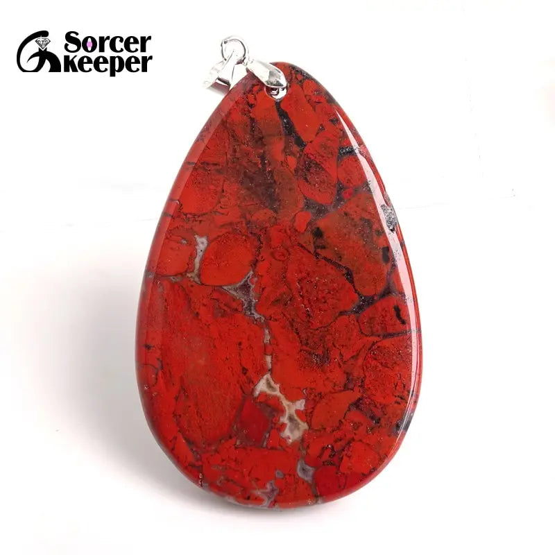 Bloodstone Pendant for DIY Necklace Water Drop Slide Healing Crystals Beads