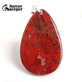 Bloodstone Pendant for DIY Necklace Water Drop Slide Healing Crystals Beads