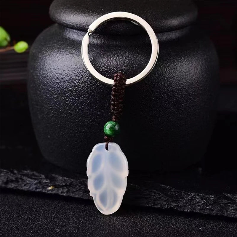 Chalcedony Carved Leaf Agate Pendant for DIY Jewelry Making