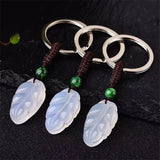 Chalcedony Carved Leaf Agate Pendant for DIY Jewelry Making