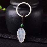 Chalcedony Carved Leaf Agate Pendant for DIY Jewelry Making
