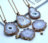 Chrysanthemum Agate Quartz Crystal Pendant Charms for DIY Jewelry Making