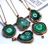 Chrysanthemum Agate Quartz Crystal Pendant Charms for DIY Jewelry Making