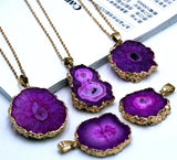 Chrysanthemum Agate Quartz Crystal Pendant Charms for DIY Jewelry Making