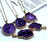 Chrysanthemum Agate Quartz Crystal Pendant Charms for DIY Jewelry Making