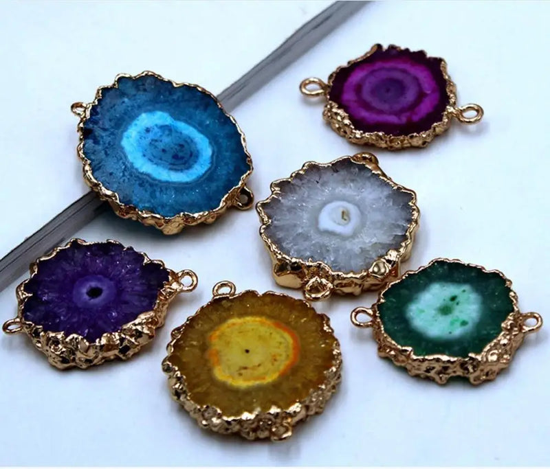 Chrysanthemum Agate Quartz Crystal Pendant for DIY Jewelry Making
