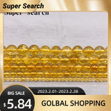 Citrine Gem Stone Beads 4-12MM Lemon Crackle Rock Crystal DIY Jewelry Making