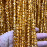 Citrine Gem Stone Beads 4-12MM Lemon Crackle Rock Crystal DIY Jewelry Making