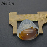 Natural Gem Stone Carved Laughing Buddha Pendants 25x27mm Lucky Guardian