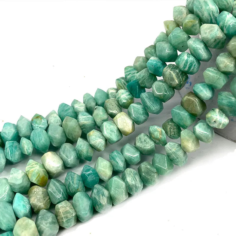 Green Amazonite Irregular Cut Spacer Beads for Jewelry Making 6*11mm