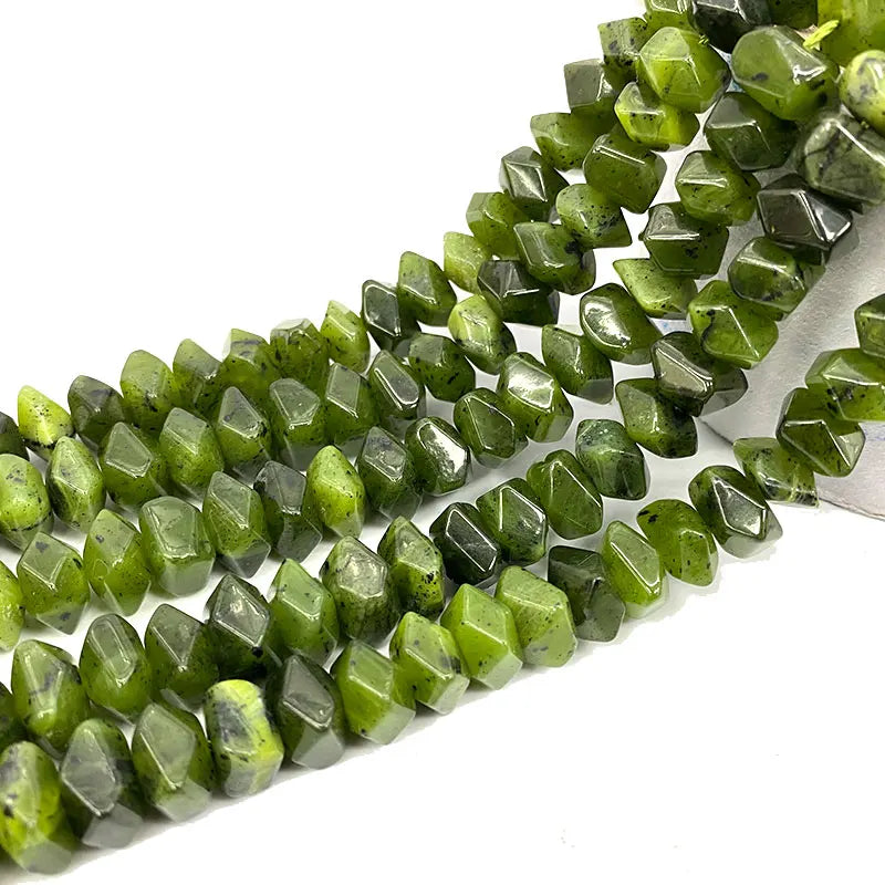 Green Jades Irregular Cut Spacer Beads 6*11mm