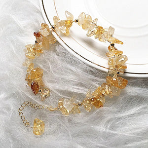 Natural Citrine Gravel Quartz Beads Bracelet Healing Lucky Jewelry