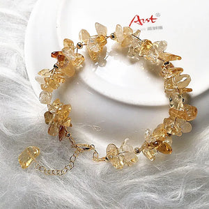Natural Citrine Gravel Quartz Beads Bracelet Healing Lucky Jewelry