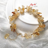 Natural Citrine Gravel Quartz Beads Bracelet Healing Lucky Jewelry