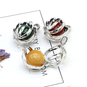 Gem Stone Pendant Yellow Jade Turquoise Tiger Eye Charms Healing DIY Necklace