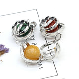Gem Stone Pendant Yellow Jade Turquoise Tiger Eye Charms Healing DIY Necklace
