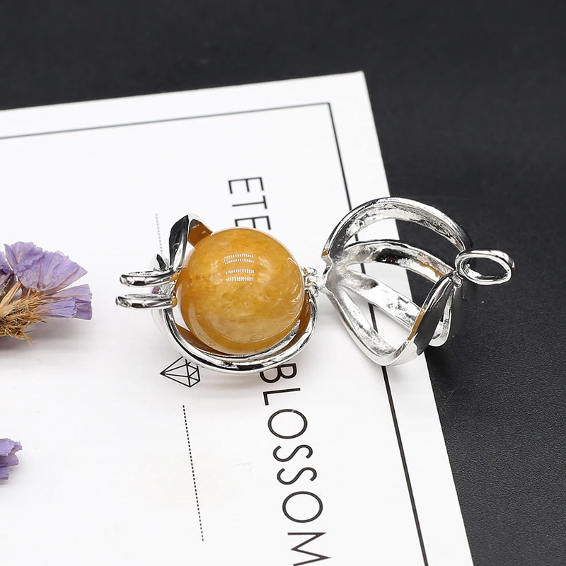 Gem Stone Pendant Yellow Jade Turquoise Tiger Eye Charms Healing DIY Necklace