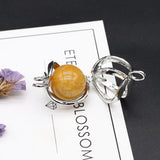 Gem Stone Pendant Yellow Jade Turquoise Tiger Eye Charms Healing DIY Necklace