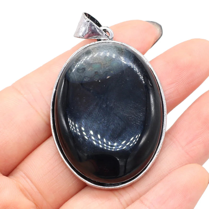 Gem Stone Pendants Reiki Heal Silver-plated Charms Jewelry Making
