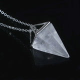 Gem Stone Pendulum Necklace Reiki Crystal Quartz Healing Dowsing Pendant
