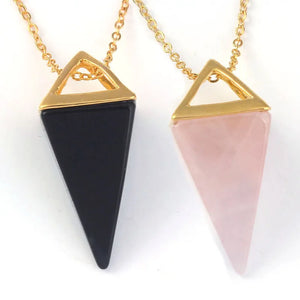 Gem Stone Pendulum Necklace Reiki Crystal Quartz Healing Dowsing Pendant