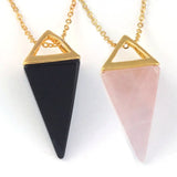 Gem Stone Pendulum Necklace Reiki Crystal Quartz Healing Dowsing Pendant