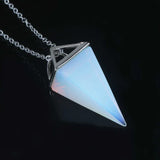 Gem Stone Pendulum Necklace Reiki Crystal Quartz Healing Dowsing Pendant