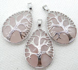 Tree of Life Teardrop Shaped Agate Pendant for DIY Jewelry Necklace Making