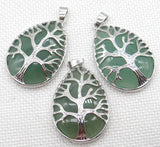 Tree of Life Teardrop Shaped Agate Pendant for DIY Jewelry Necklace Making