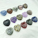 30MM Quartz Crystal Heart-shaped Thumb Stone for DIY Jewelry Making 10Pcs