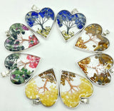 7 Chakra Resin Life Tree Heart Pendant for DIY Jewelry Making Necklace 10pcs