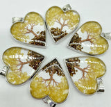 7 Chakra Resin Life Tree Heart Pendant for DIY Jewelry Making Necklace 10pcs