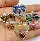 7 Chakra Resin Life Tree Heart Pendant Charms for DIY Jewelry Making