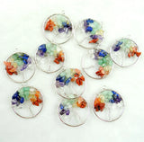 7 Chakras Tiger Eye Tree of Life Pendant for Jewelry Making Necklace DIY 10pcs