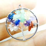 7 Chakras Tiger Eye Tree of Life Pendant for Jewelry Making Necklace DIY 10pcs