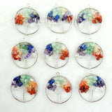 7 Chakras Tiger Eye Tree of Life Pendant for Jewelry Making Necklace DIY 10pcs