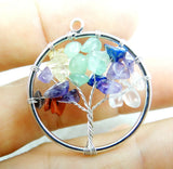 7 Chakras Tiger Eye Tree of Life Pendant for Jewelry Making Necklace DIY 10pcs