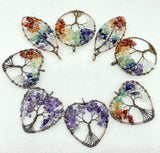 Amethyst 7 Chakras Heart-shaped Life Tree Pendant