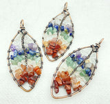 Amethyst 7 Chakras Heart-shaped Life Tree Pendant