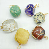 Mixed Natural Gem Stone Quartz Crystal Amethyst Labradorite Pendant 12Pcs