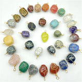 Mixed Natural Gem Stone Quartz Crystal Amethyst Labradorite Pendant 12Pcs