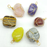 Mixed Natural Gem Stone Quartz Crystal Amethyst Labradorite Pendant 12Pcs