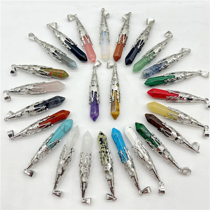 Amethyst Pendulum Quartz Crystal Pendant 20Pcs