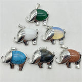Gem Stone Quartz Crystal Amethyst Tiger-eye Elephant Pendant Jewelry 10pc