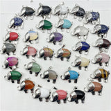 Gem Stone Quartz Crystal Amethyst Tiger-eye Elephant Pendant Jewelry 10pc