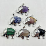Gem Stone Quartz Crystal Amethyst Tiger-eye Elephant Pendant Jewelry 10pc