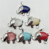 Gem Stone Quartz Crystal Amethyst Tiger-eye Elephant Pendant Jewelry 10pc