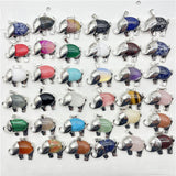 Gem Stone Quartz Crystal Amethyst Tiger-eye Elephant Pendant Jewelry 10pc