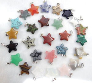 Quartz Crystal Carve Stars Pendant 50PCS
