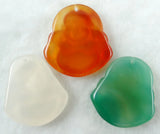 Gem Stone Quartz Chalcedony Agate Carving Buddha Pendant Charms 3pcs